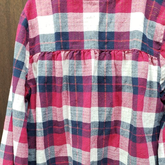 Lands End Kids Red White Blue Plaid Blouse Size 12 - Picture 7 of 7